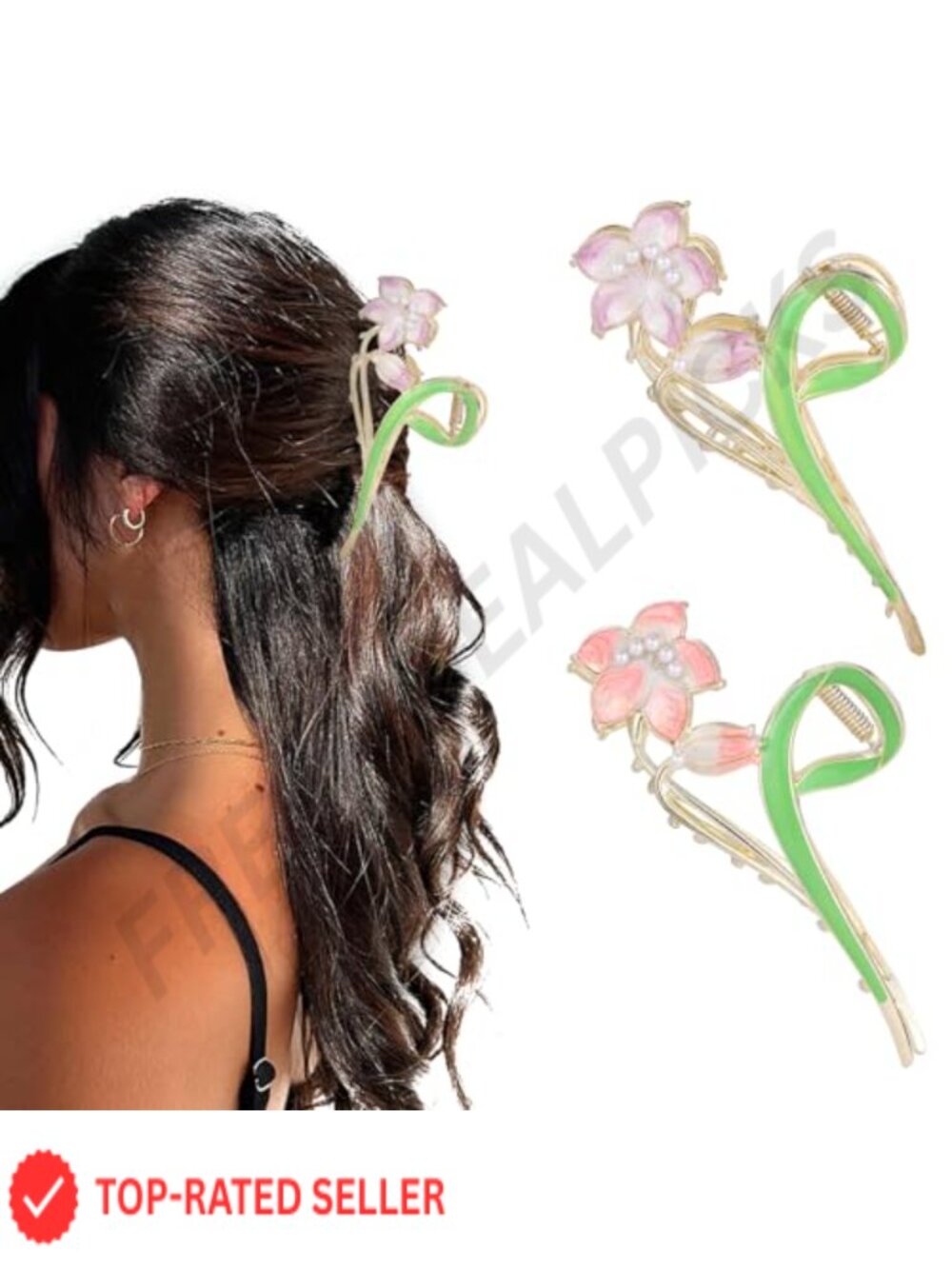 2 Pc Large Hair Claw Clips Non-Slip Lily Claws Hair Accessories